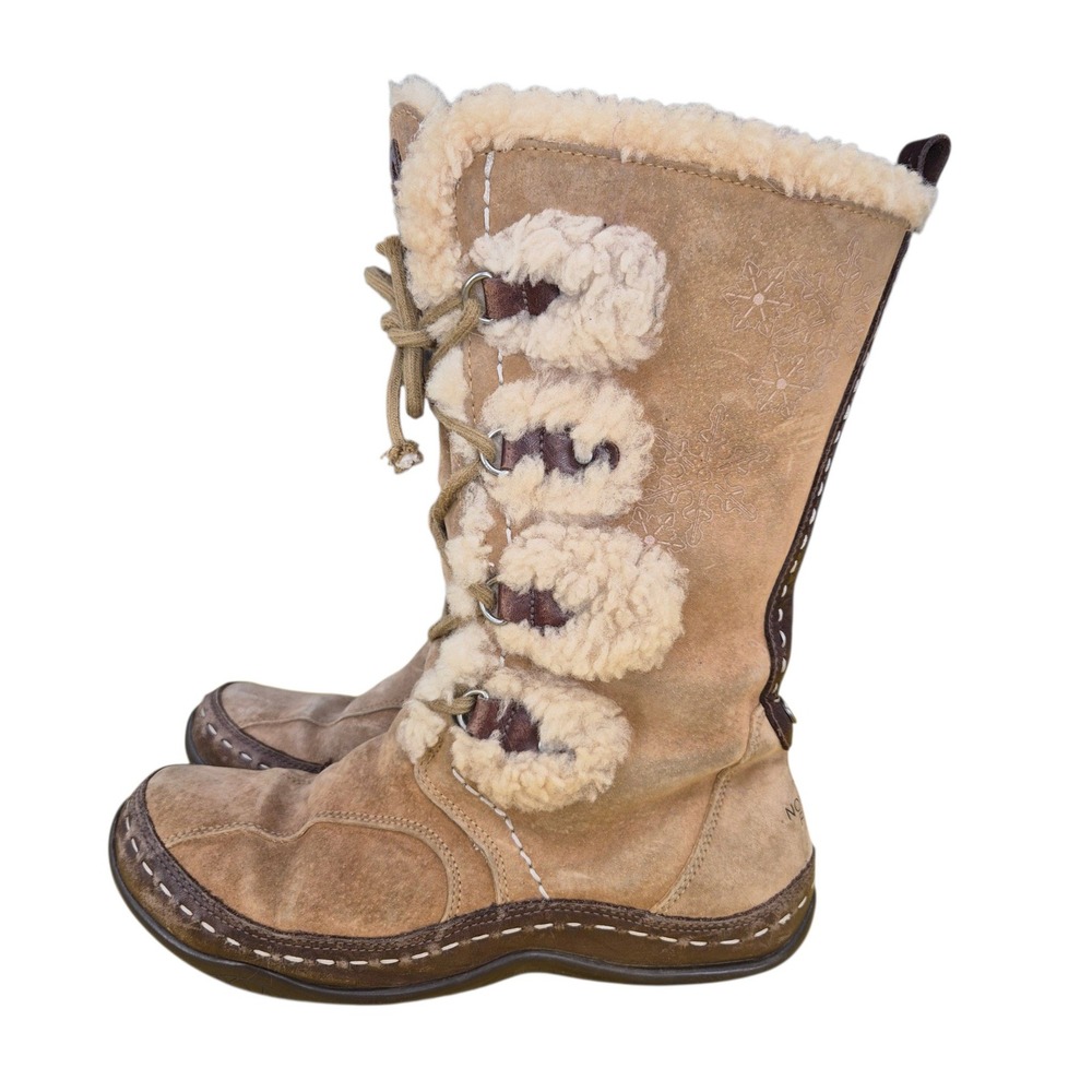 The North Face Womens Tan Suede Waterproof Winter Boots Primaloft Size 8